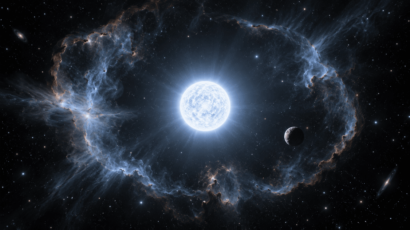 Illustration of a small, dense white dwarf glowing hot as it slowly cools over time.