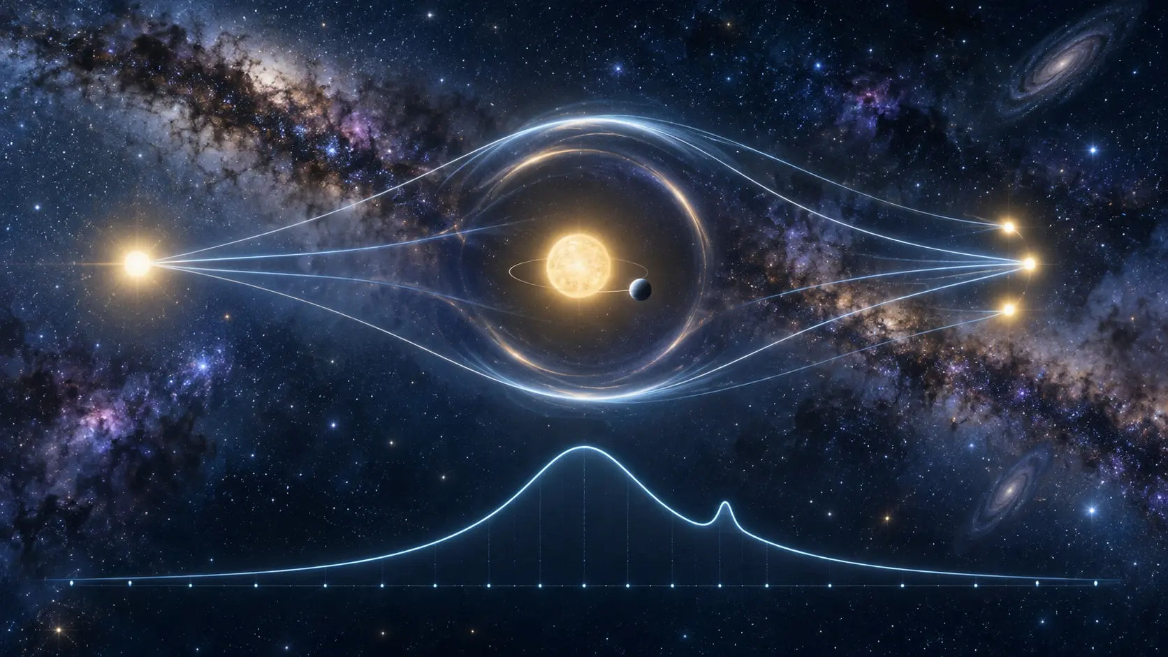 Gravitational microlensing exoplanet bending and magnifying background starlight