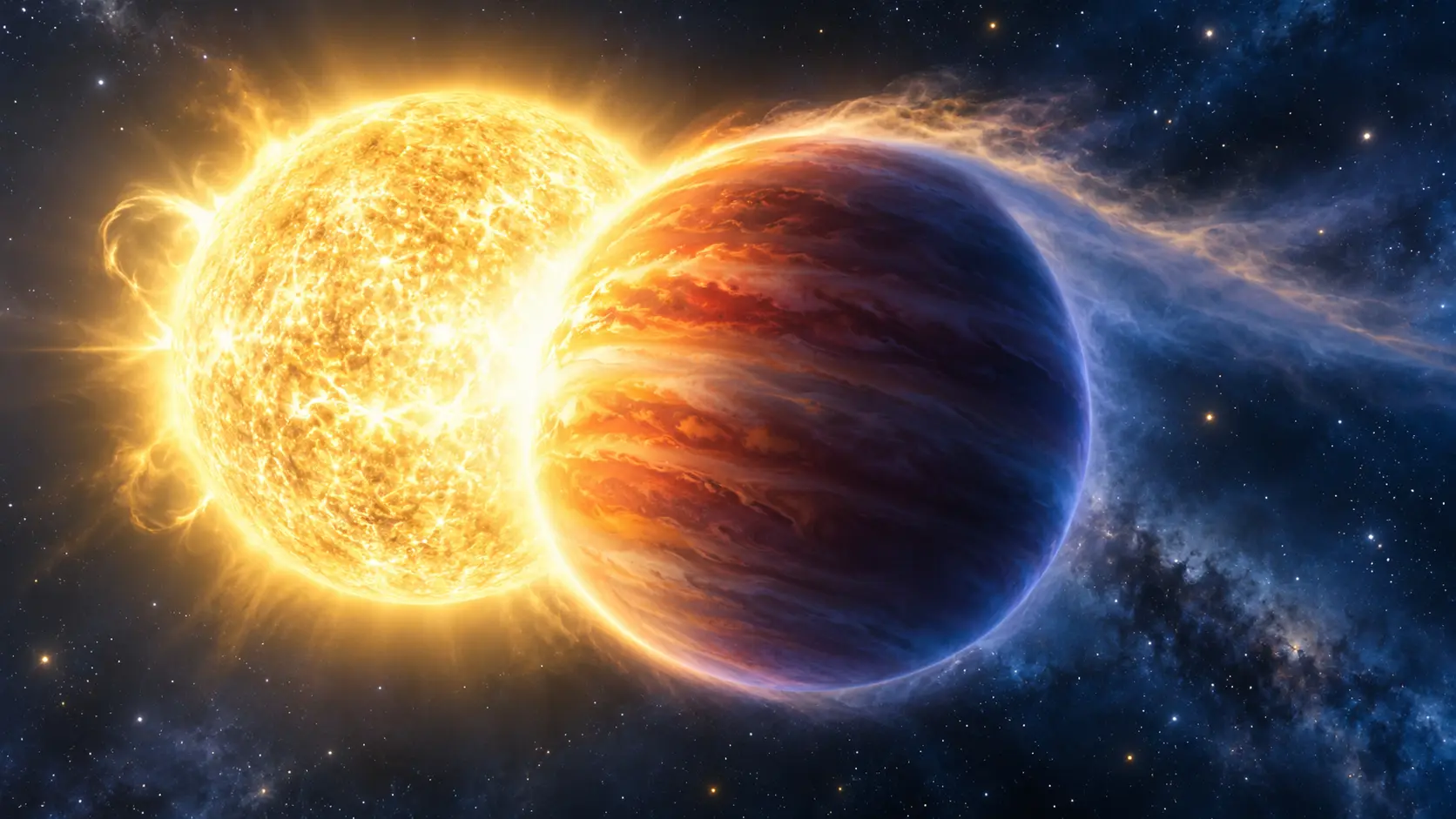 Hot Jupiter exoplanet orbiting extremely close to its star
