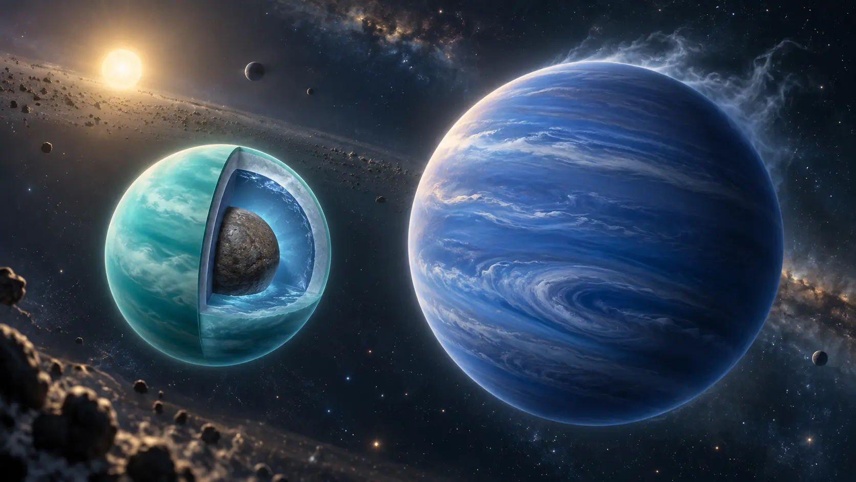 Warm Neptune and sub-Neptune exoplanets with thick atmospheric layers