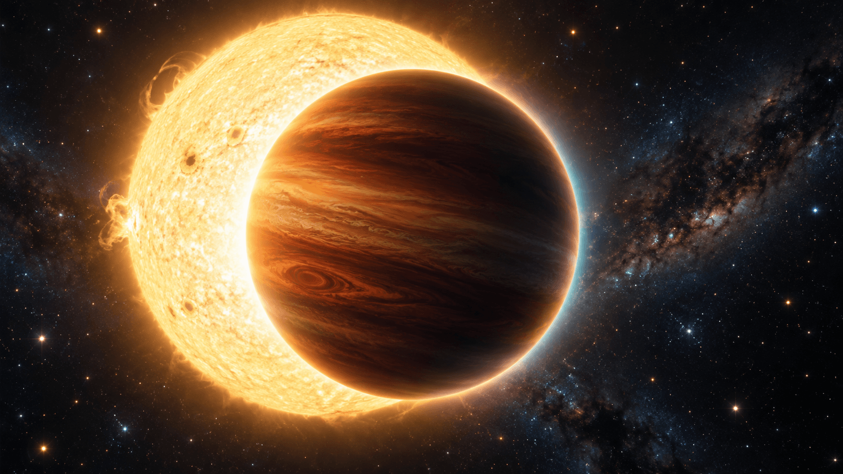 Artist's concept of hot Saturn WASP-39b transiting its star