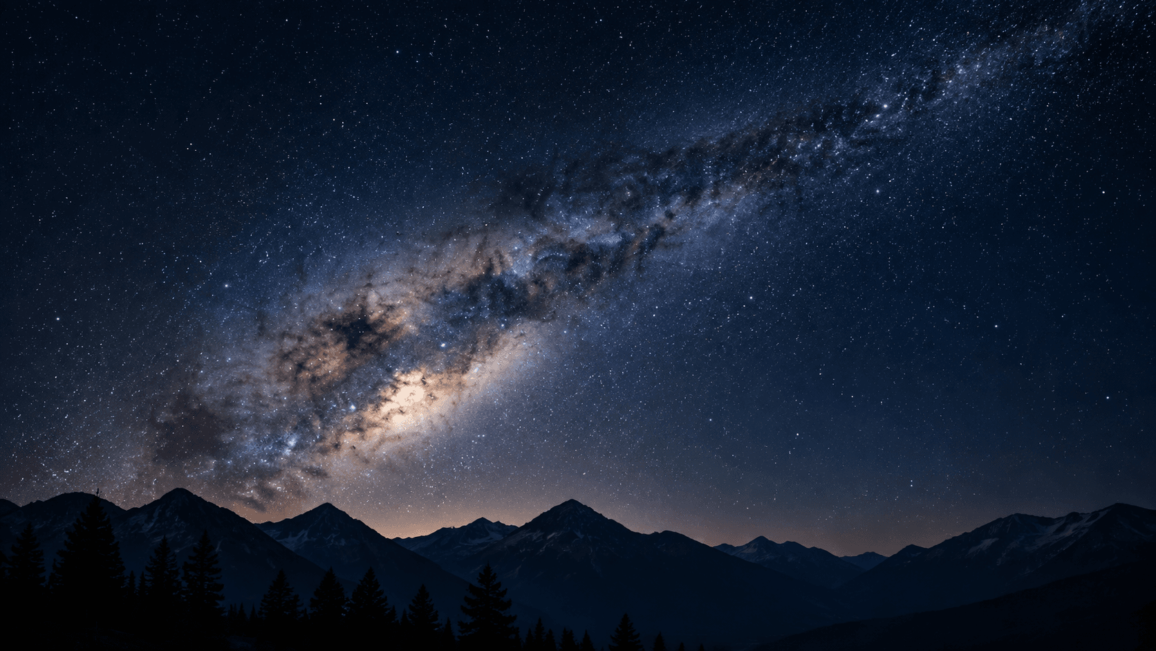 The Milky Way galaxy stretched across a starry sky.